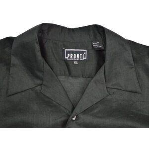 PRONTI PHITA 100% Linen Shirt Size XXL Black Short Sleeve Button-Up NWT